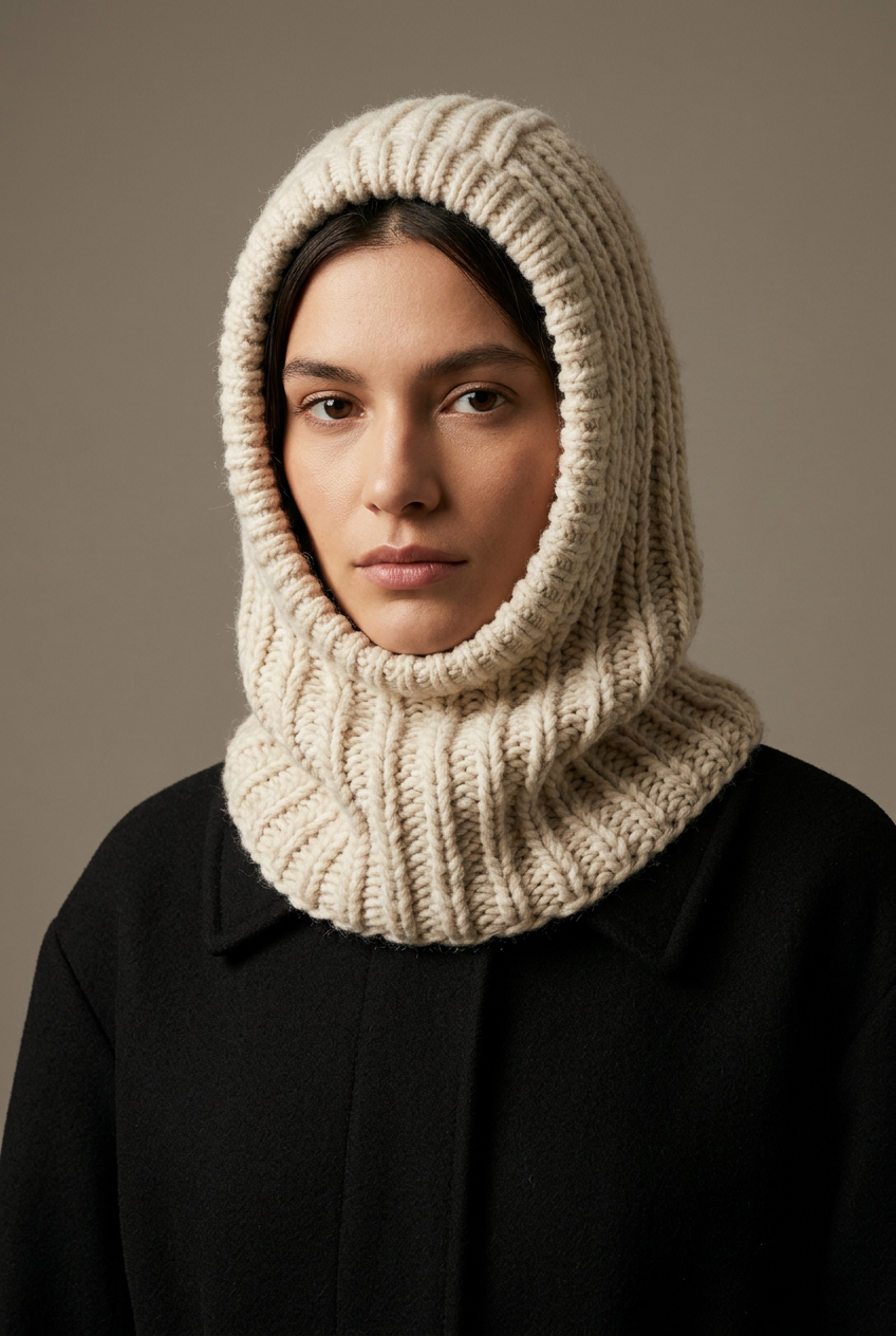 Visuel conceptuel généré pour la cagoule KnitTee, modèle fournisseur non confirmé